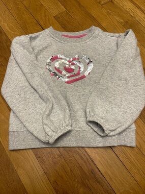Epic Threads Gray Sweatshirt with Pink & Silver Sequin Heart